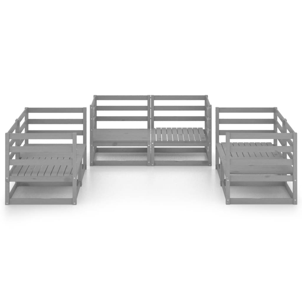 vidaXL Set mobilier de grădină, 6 piese, gri, lemn masiv de pin vidaXL Set mobilier de grădină, 6 piese, gri, lemn masiv de pin