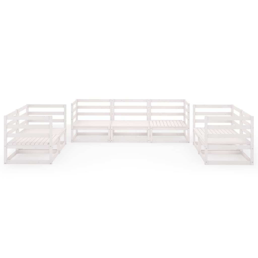 vidaXL Set mobilier de grădină, 7 piese, alb, lemn masiv de pin