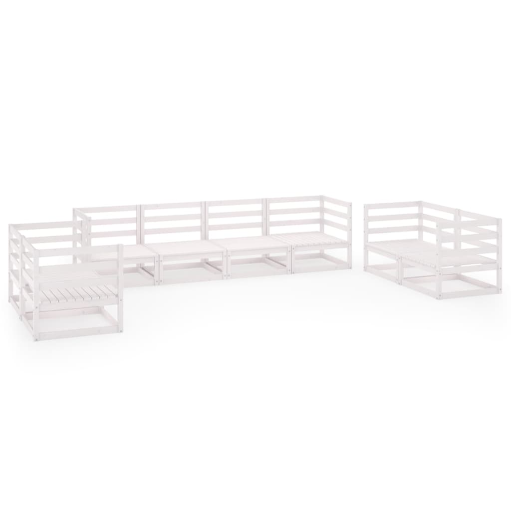 vidaXL Set mobilier de grădină, 8 piese, alb, lemn masiv de pin