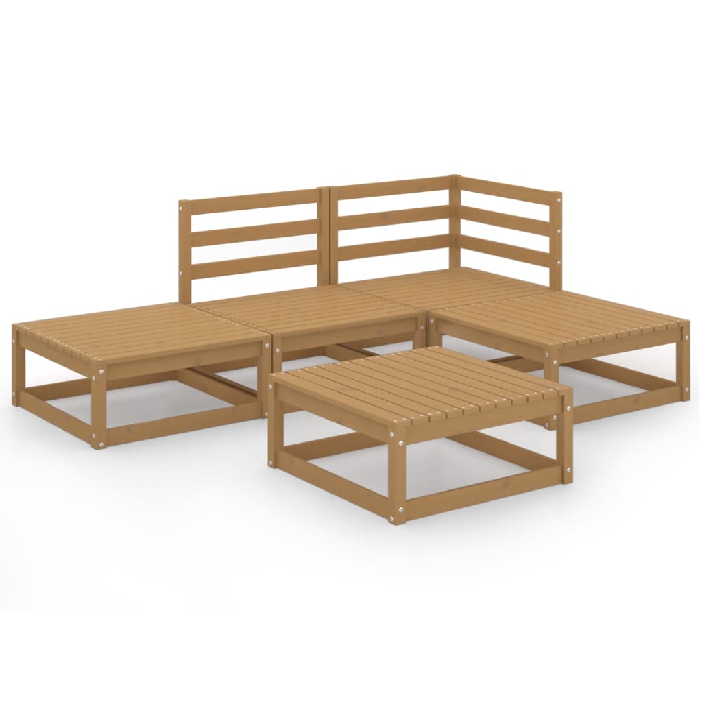 vidaXL Set mobilier de grădină, 5 piese, maro miere, lemn masiv de pin vidaXL Set mobilier de grădină, 5 piese, maro miere, lemn masiv de pin