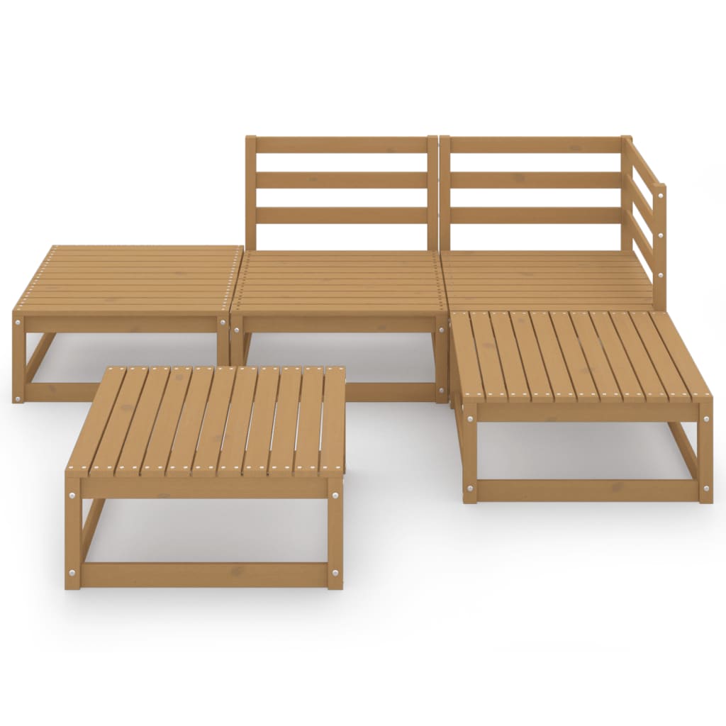 vidaXL Set mobilier de grădină, 5 piese, maro miere, lemn masiv de pin vidaXL Set mobilier de grădină, 5 piese, maro miere, lemn masiv de pin