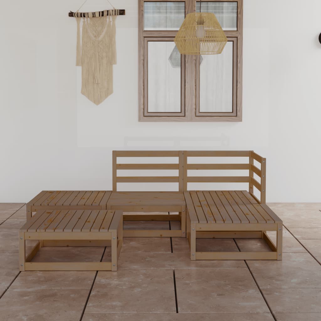 vidaXL Set mobilier de grădină, 5 piese, maro miere, lemn masiv de pin vidaXL Set mobilier de grădină, 5 piese, maro miere, lemn masiv de pin