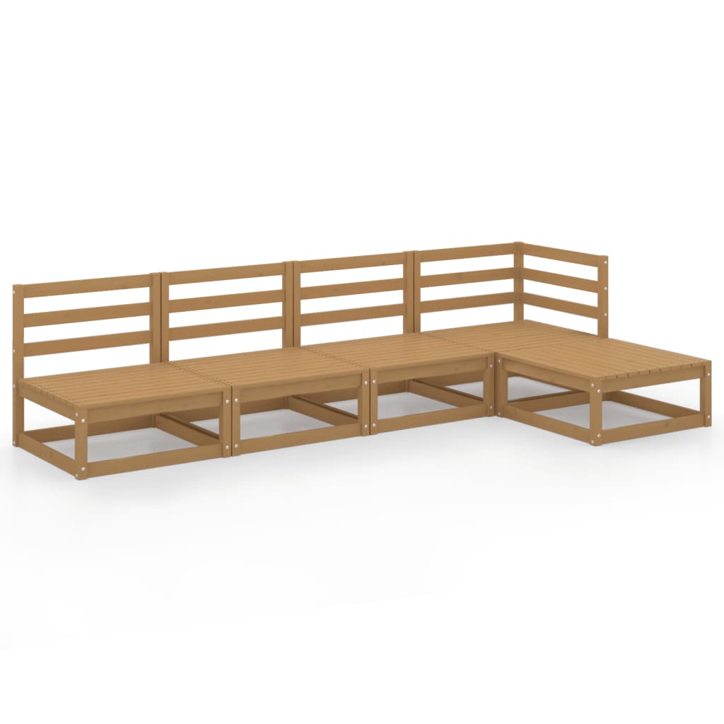 vidaXL Set mobilier de grădină, 5 piese, maro miere, lemn masiv de pin vidaXL Set mobilier de grădină, 5 piese, maro miere, lemn masiv de pin