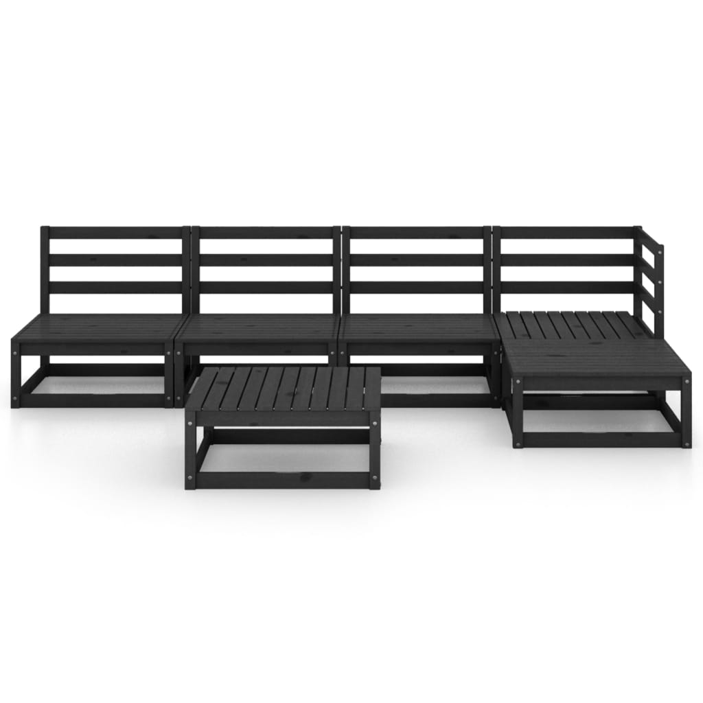 vidaXL Set mobilier de grădină, 5 piese, negru, lemn masiv de pin vidaXL Set mobilier de grădină, 5 piese, negru, lemn masiv de pin