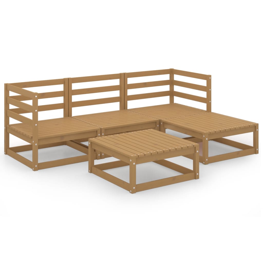 vidaXL Set mobilier de grădină, 5 piese, maro miere, lemn masiv de pin vidaXL Set mobilier de grădină, 5 piese, maro miere, lemn masiv de pin