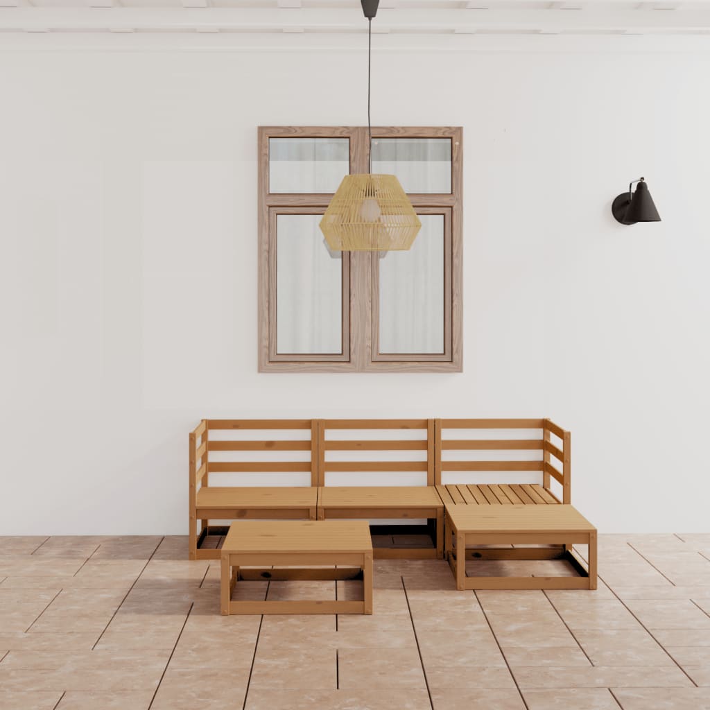vidaXL Set mobilier de grădină, 5 piese, maro miere, lemn masiv de pin vidaXL Set mobilier de grădină, 5 piese, maro miere, lemn masiv de pin