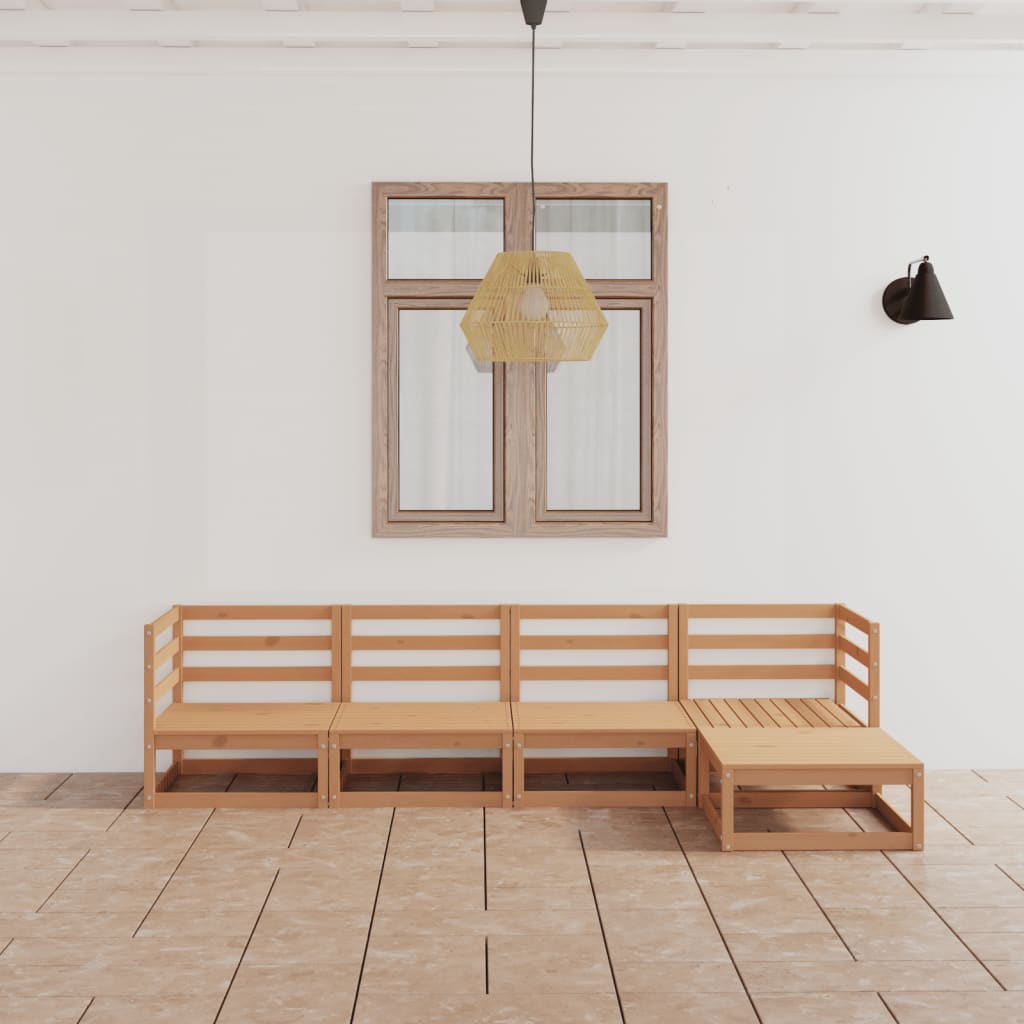 vidaXL Set mobilier de grădină, 5 piese, maro miere, lemn masiv de pin vidaXL Set mobilier de grădină, 5 piese, maro miere, lemn masiv de pin