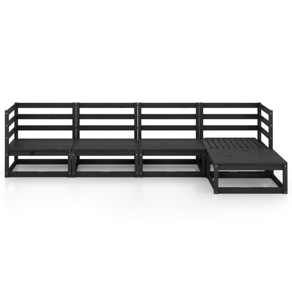 vidaXL Set mobilier de grădină, 5 piese, negru, lemn masiv de pin vidaXL Set mobilier de grădină, 5 piese, negru, lemn masiv de pin