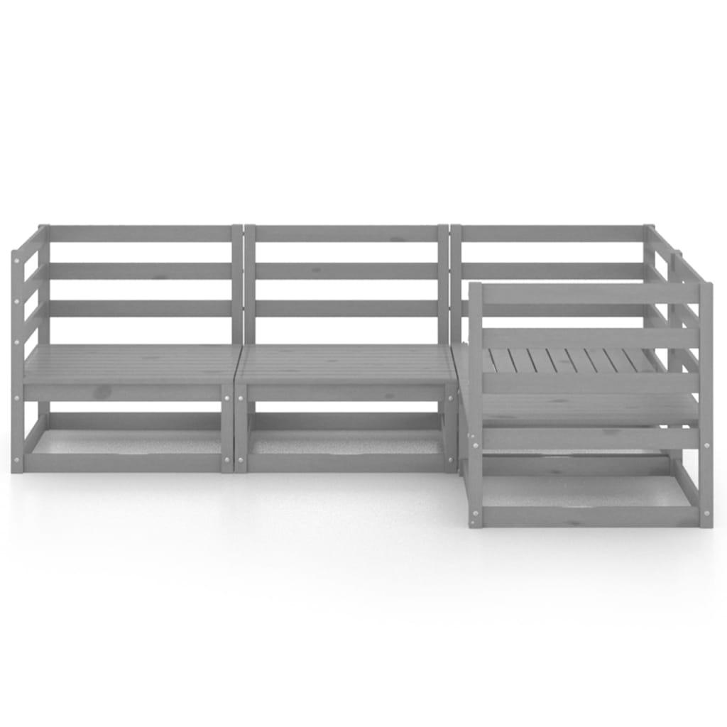 vidaXL Set mobilier de grădină, 4 piese, gri, lemn masiv de pin