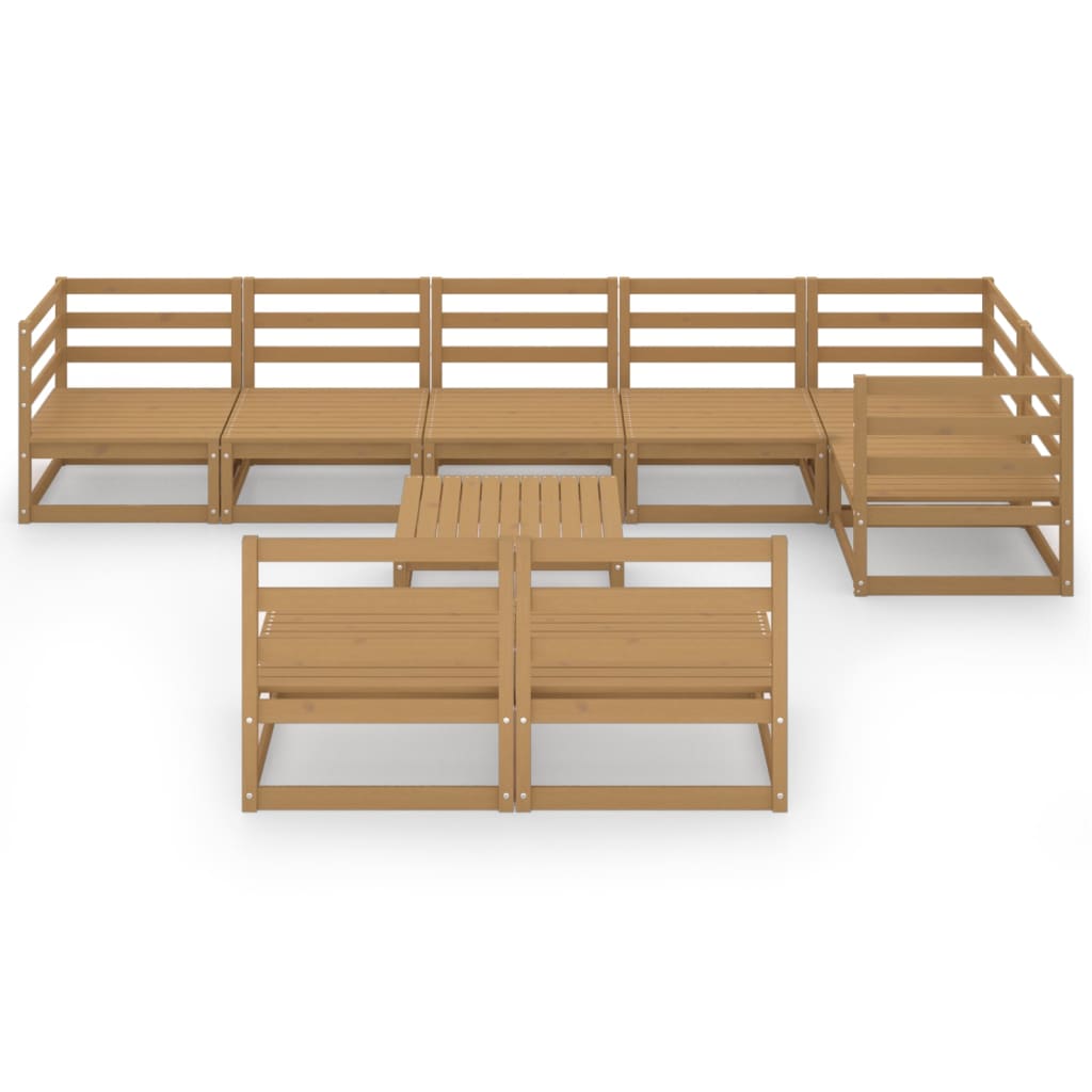 vidaXL Set mobilier de grădină, 9 piese, maro miere, lemn masiv de pin vidaXL Set mobilier de grădină, 9 piese, maro miere, lemn masiv de pin