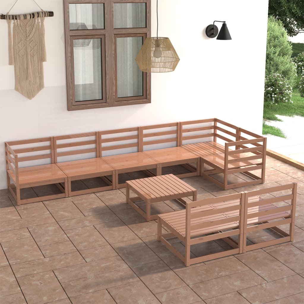vidaXL Set mobilier de grădină, 9 piese, maro miere, lemn masiv de pin vidaXL Set mobilier de grădină, 9 piese, maro miere, lemn masiv de pin