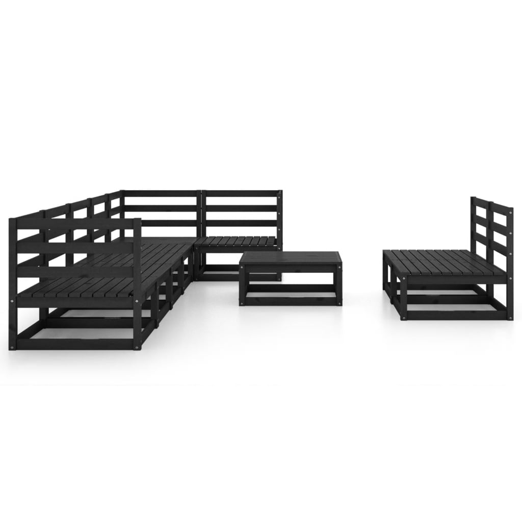 vidaXL Set mobilier de grădină, 9 piese, negru, lemn masiv de pin vidaXL Set mobilier de grădină, 9 piese, negru, lemn masiv de pin