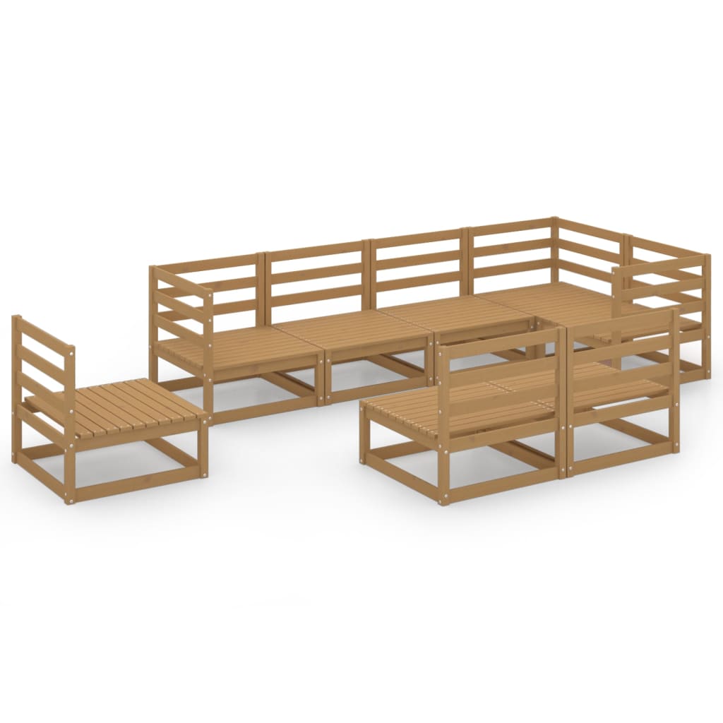 vidaXL Set mobilier de grădină, 8 piese, maro miere, lemn masiv de pin
