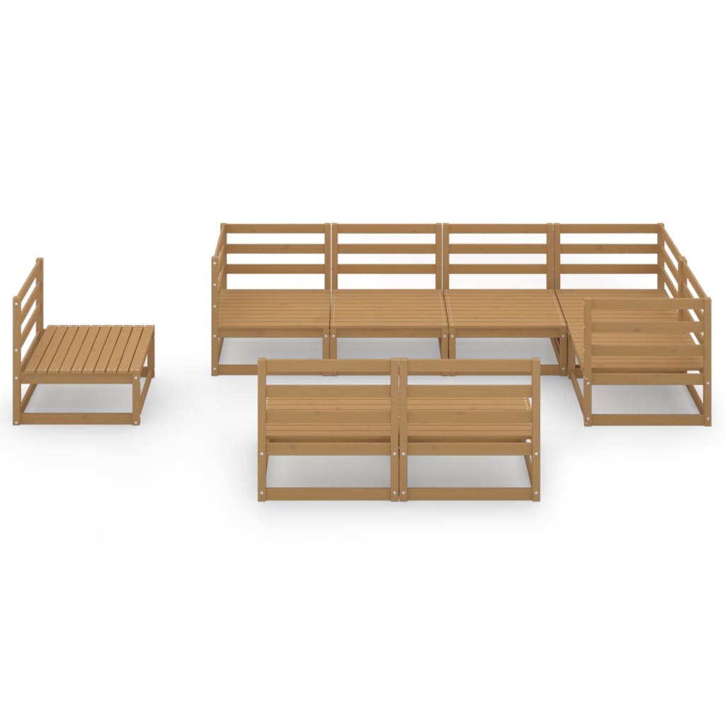 vidaXL Set mobilier de grădină, 8 piese, maro miere, lemn masiv de pin
