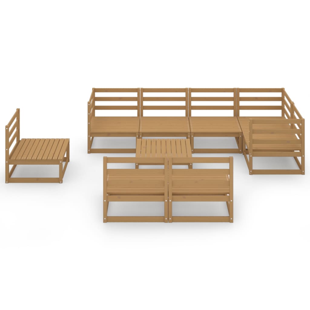 vidaXL Set mobilier de grădină, 9 piese, maro miere, lemn masiv de pin vidaXL Set mobilier de grădină, 9 piese, maro miere, lemn masiv de pin