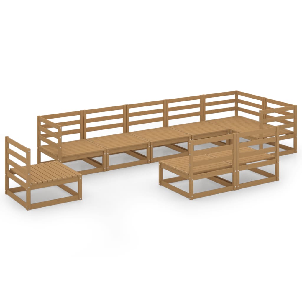 vidaXL Set mobilier de grădină, 9 piese, maro miere, lemn masiv de pin vidaXL Set mobilier de grădină, 9 piese, maro miere, lemn masiv de pin