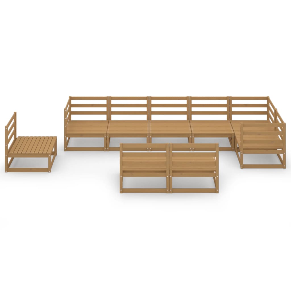 vidaXL Set mobilier de grădină, 9 piese, maro miere, lemn masiv de pin vidaXL Set mobilier de grădină, 9 piese, maro miere, lemn masiv de pin