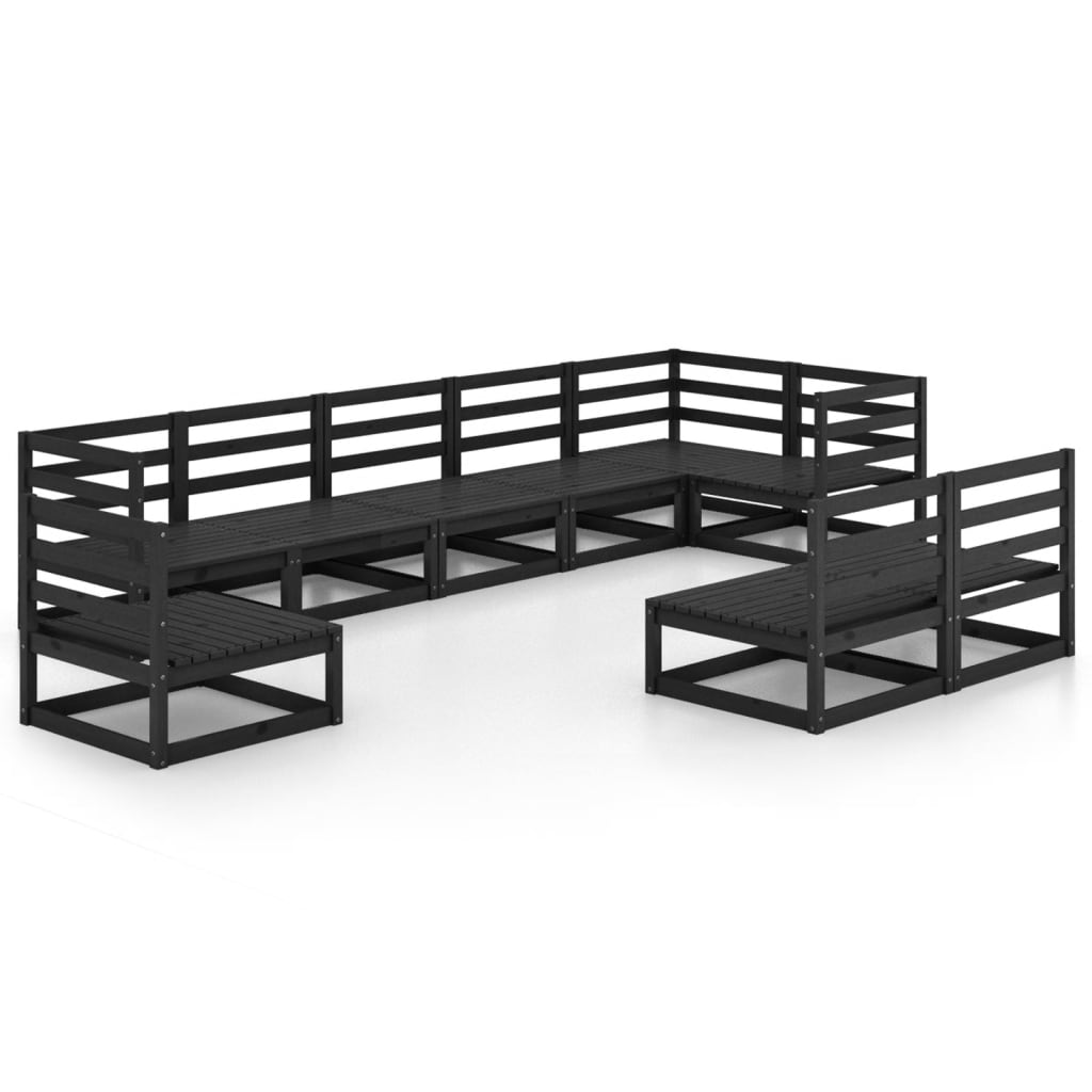 vidaXL Set mobilier de grădină, 9 piese, negru, lemn masiv de pin vidaXL Set mobilier de grădină, 9 piese, negru, lemn masiv de pin