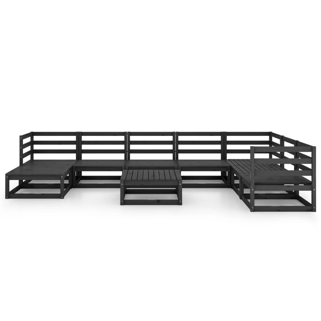 vidaXL Set mobilier de grădină, 9 piese, negru, lemn masiv de pin vidaXL Set mobilier de grădină, 9 piese, negru, lemn masiv de pin