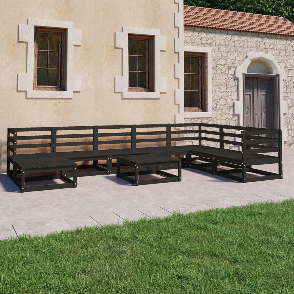 vidaXL Set mobilier de grădină, 9 piese, negru, lemn masiv de pin vidaXL Set mobilier de grădină, 9 piese, negru, lemn masiv de pin