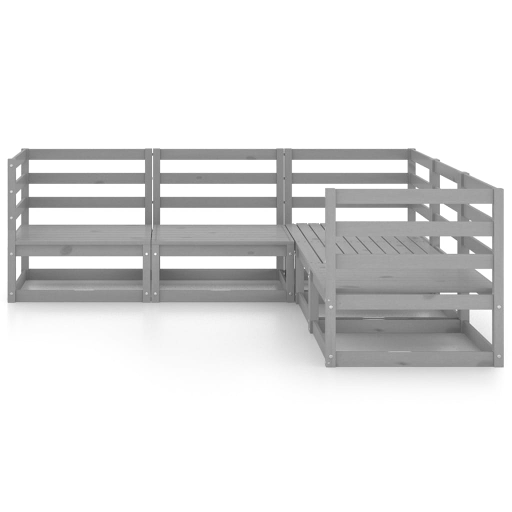 vidaXL Set mobilier de grădină, 5 piese, gri, lemn masiv de pin vidaXL Set mobilier de grădină, 5 piese, gri, lemn masiv de pin
