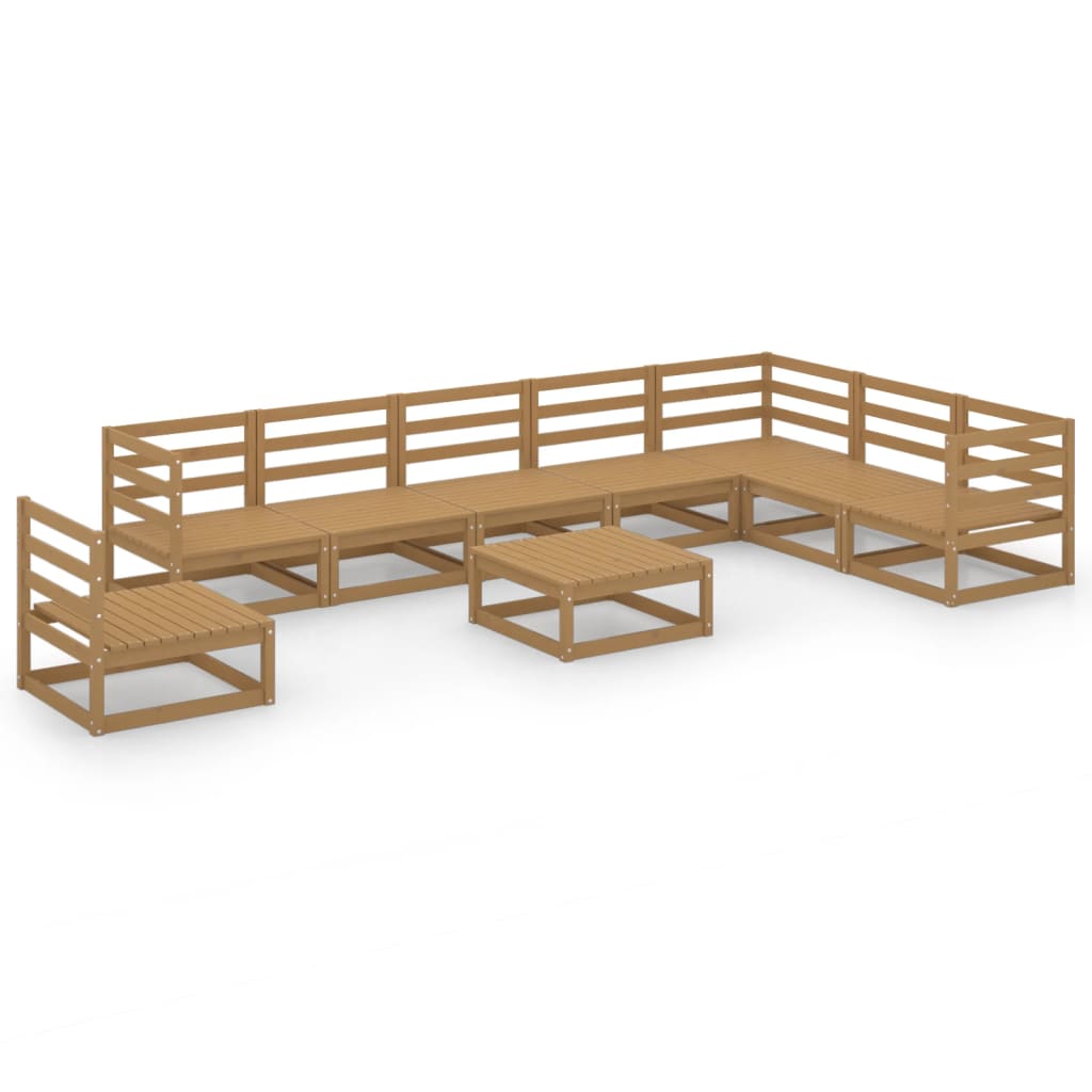 vidaXL Set mobilier de grădină, 9 piese, maro miere, lemn masiv de pin vidaXL Set mobilier de grădină, 9 piese, maro miere, lemn masiv de pin