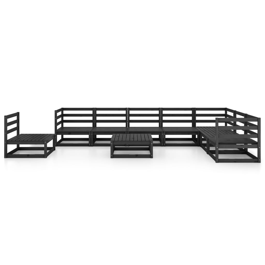 vidaXL Set mobilier de grădină, 9 piese, negru, lemn masiv de pin vidaXL Set mobilier de grădină, 9 piese, negru, lemn masiv de pin