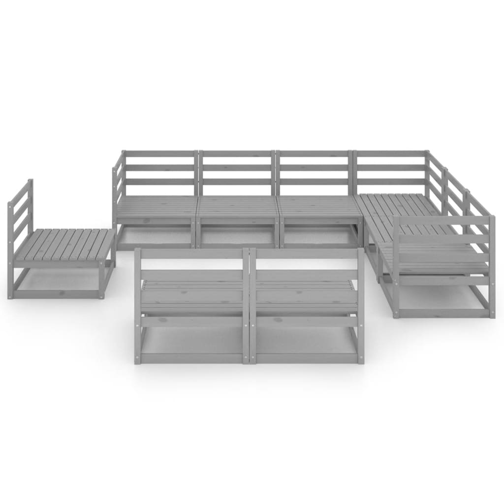 vidaXL Set mobilier de grădină, 9 piese, gri, lemn masiv de pin vidaXL Set mobilier de grădină, 9 piese, gri, lemn masiv de pin