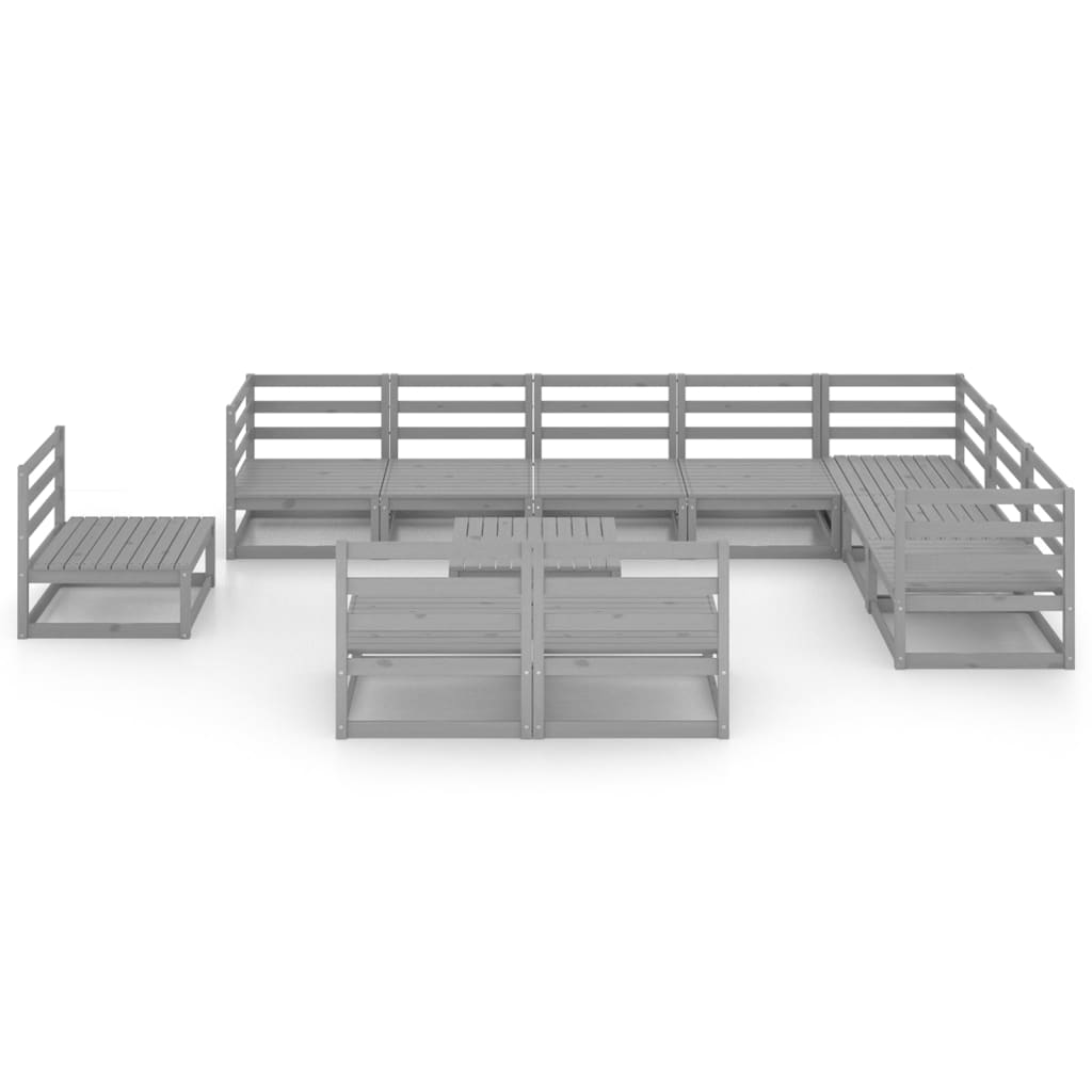 vidaXL Set mobilier de grădină, 11 piese, gri, lemn masiv de pin vidaXL Set mobilier de grădină, 11 piese, gri, lemn masiv de pin