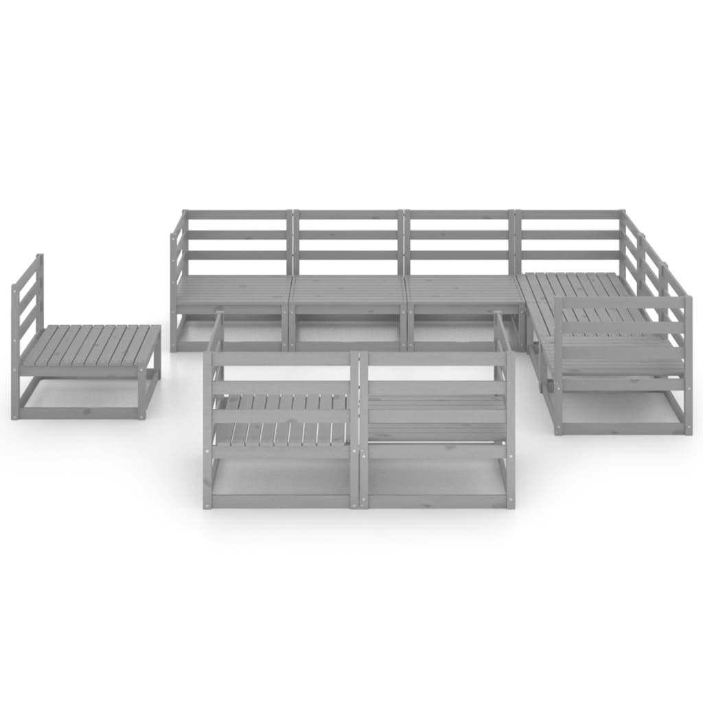 vidaXL Set mobilier de grădină, 9 piese, gri, lemn masiv de pin vidaXL Set mobilier de grădină, 9 piese, gri, lemn masiv de pin