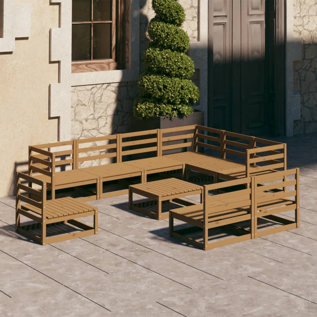 vidaXL Set mobilier de grădină, 10 piese, maro miere, lemn masiv pin vidaXL Set mobilier de grădină, 10 piese, maro miere, lemn masiv pin