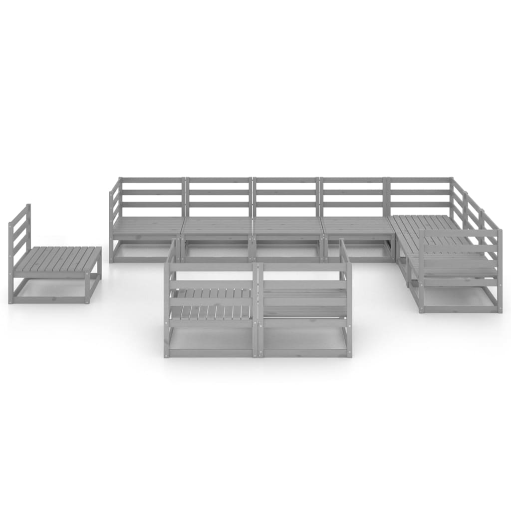 vidaXL Set mobilier de grădină, 10 piese, gri, lemn masiv de pin vidaXL Set mobilier de grădină, 10 piese, gri, lemn masiv de pin