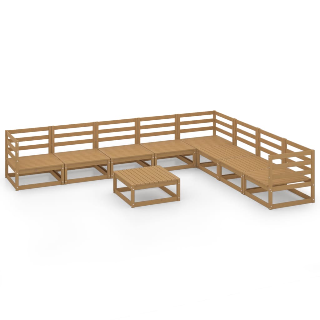 vidaXL Set mobilier de grădină, 9 piese, maro miere, lemn masiv de pin vidaXL Set mobilier de grădină, 9 piese, maro miere, lemn masiv de pin