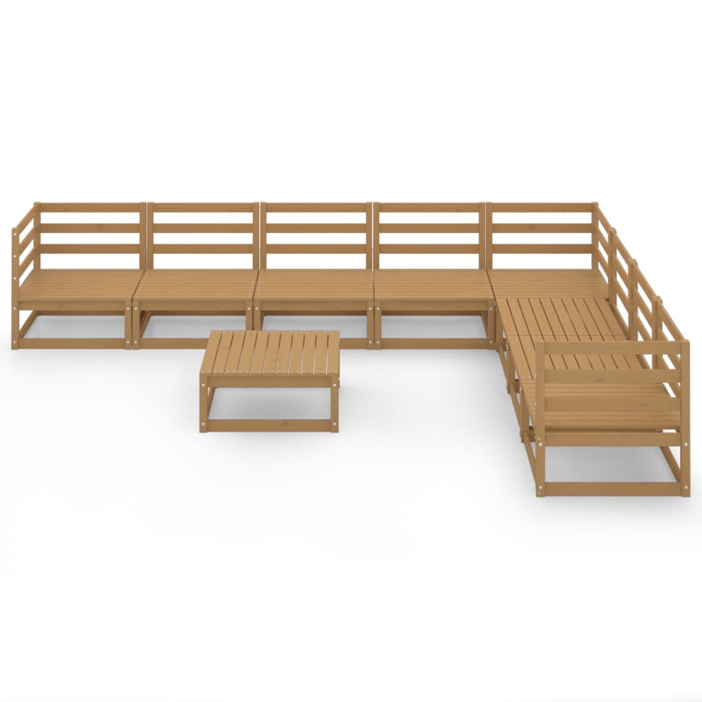 vidaXL Set mobilier de grădină, 9 piese, maro miere, lemn masiv de pin vidaXL Set mobilier de grădină, 9 piese, maro miere, lemn masiv de pin