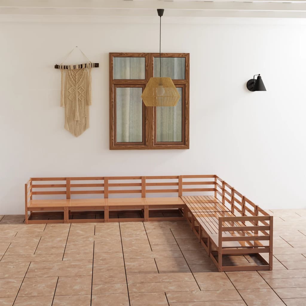 vidaXL Set mobilier de grădină, 9 piese, maro miere, lemn masiv de pin vidaXL Set mobilier de grădină, 9 piese, maro miere, lemn masiv de pin