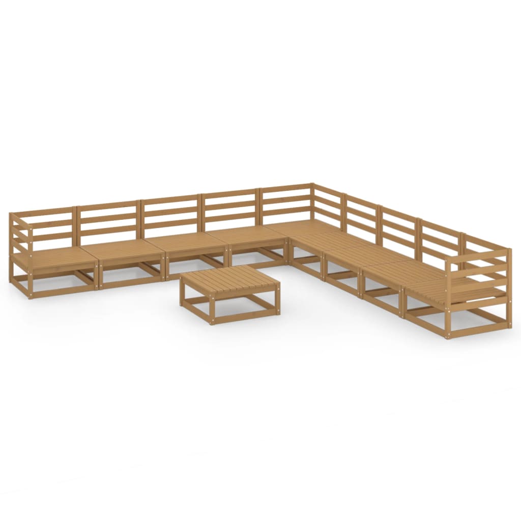 vidaXL Set mobilier de grădină, 10 piese, maro miere, lemn masiv pin vidaXL Set mobilier de grădină, 10 piese, maro miere, lemn masiv pin