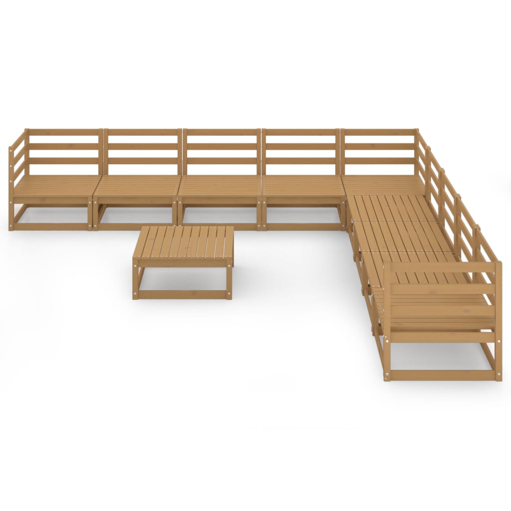 vidaXL Set mobilier de grădină, 10 piese, maro miere, lemn masiv pin vidaXL Set mobilier de grădină, 10 piese, maro miere, lemn masiv pin