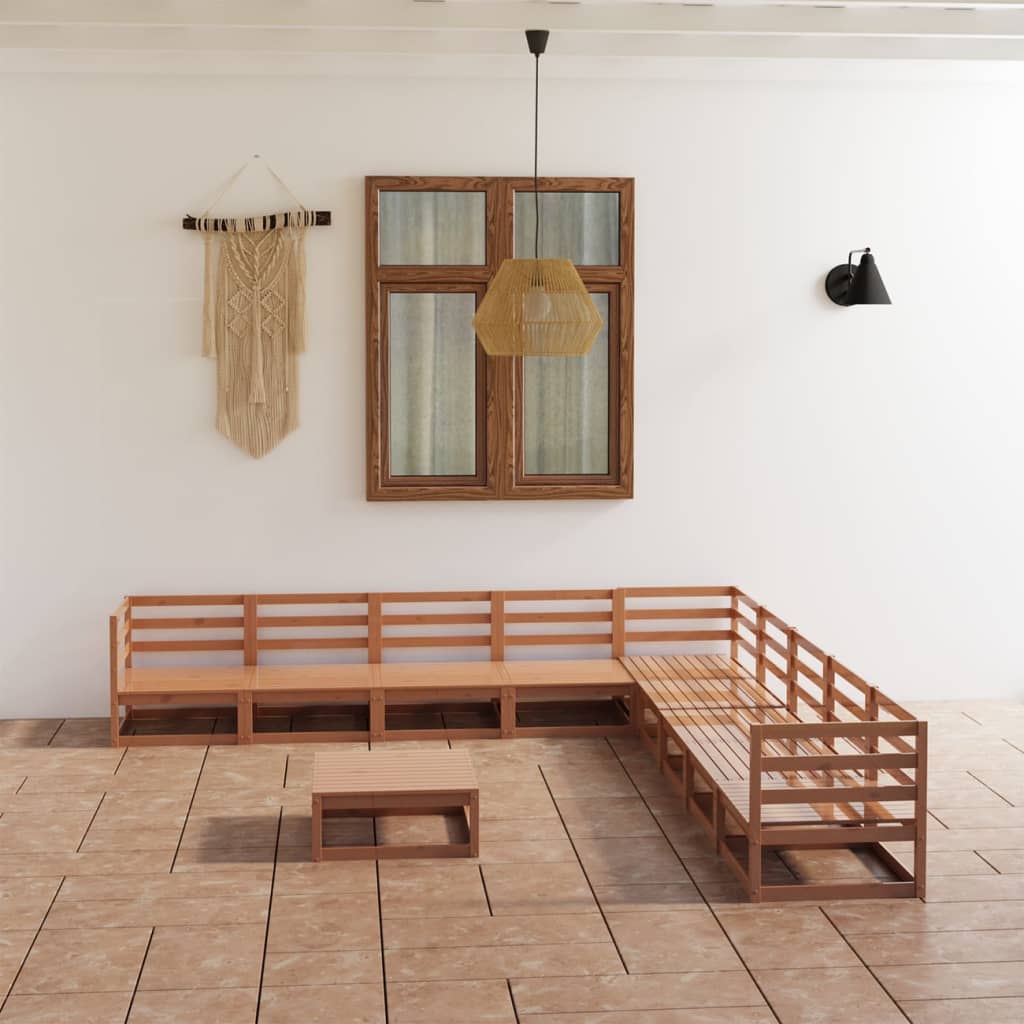 vidaXL Set mobilier de grădină, 10 piese, maro miere, lemn masiv pin vidaXL Set mobilier de grădină, 10 piese, maro miere, lemn masiv pin