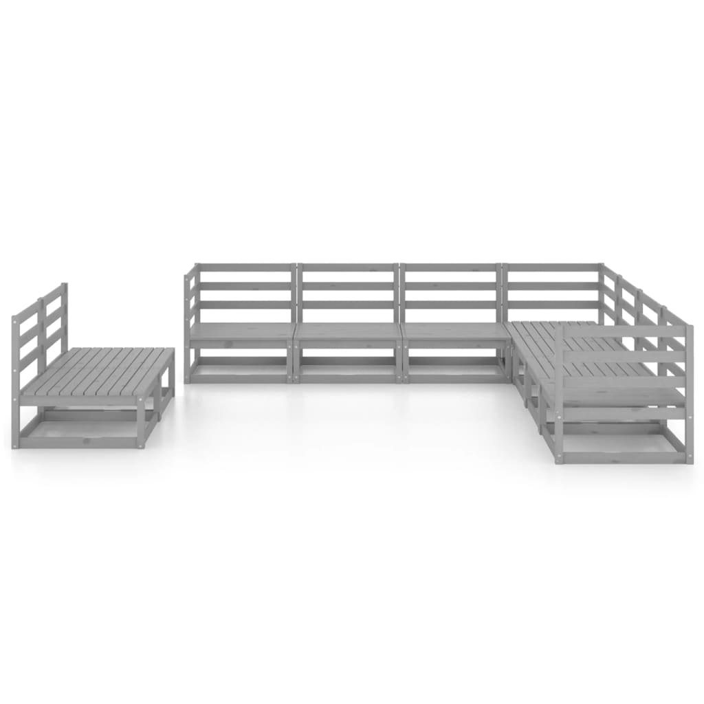 vidaXL Set mobilier de grădină, 9 piese, gri, lemn masiv de pin vidaXL Set mobilier de grădină, 9 piese, gri, lemn masiv de pin