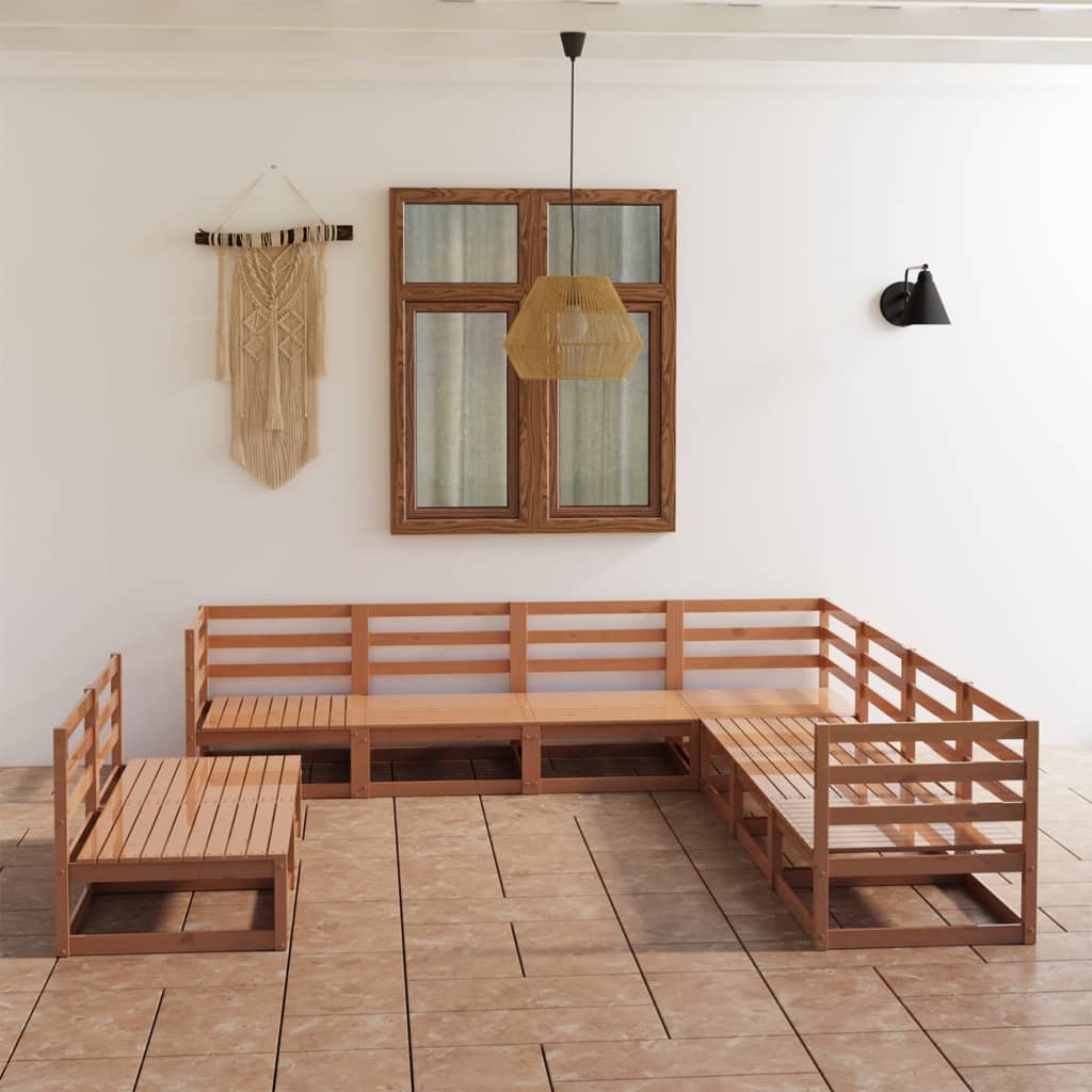 vidaXL Set mobilier de grădină, 9 piese, maro miere, lemn masiv de pin vidaXL Set mobilier de grădină, 9 piese, maro miere, lemn masiv de pin