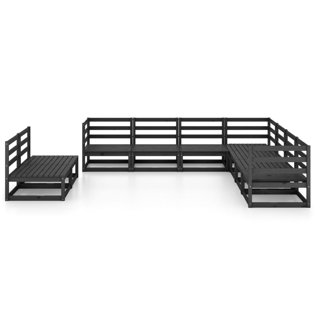 vidaXL Set mobilier de grădină, 9 piese, negru, lemn masiv de pin vidaXL Set mobilier de grădină, 9 piese, negru, lemn masiv de pin