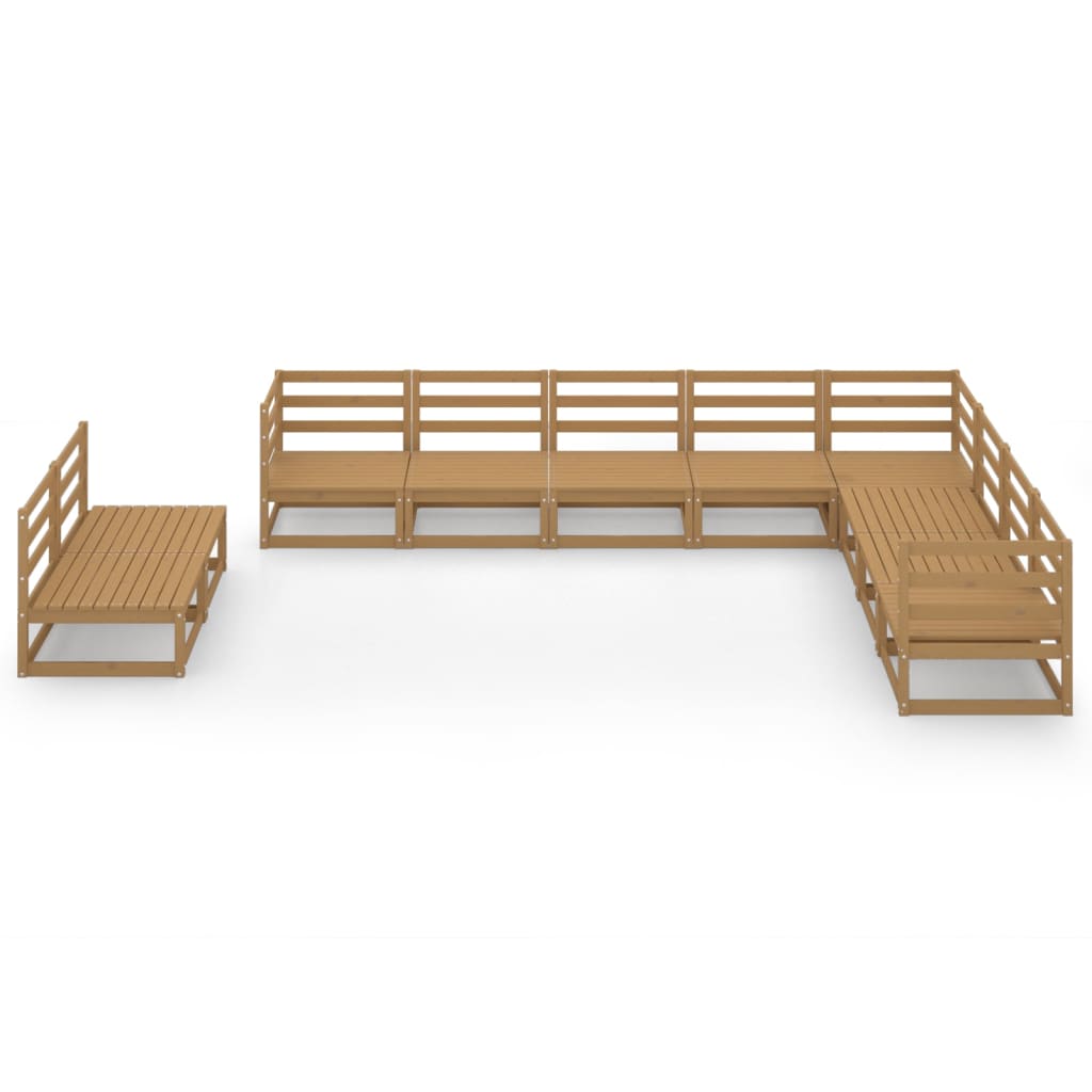 vidaXL Set mobilier de grădină, 10 piese, maro miere, lemn masiv pin vidaXL Set mobilier de grădină, 10 piese, maro miere, lemn masiv pin