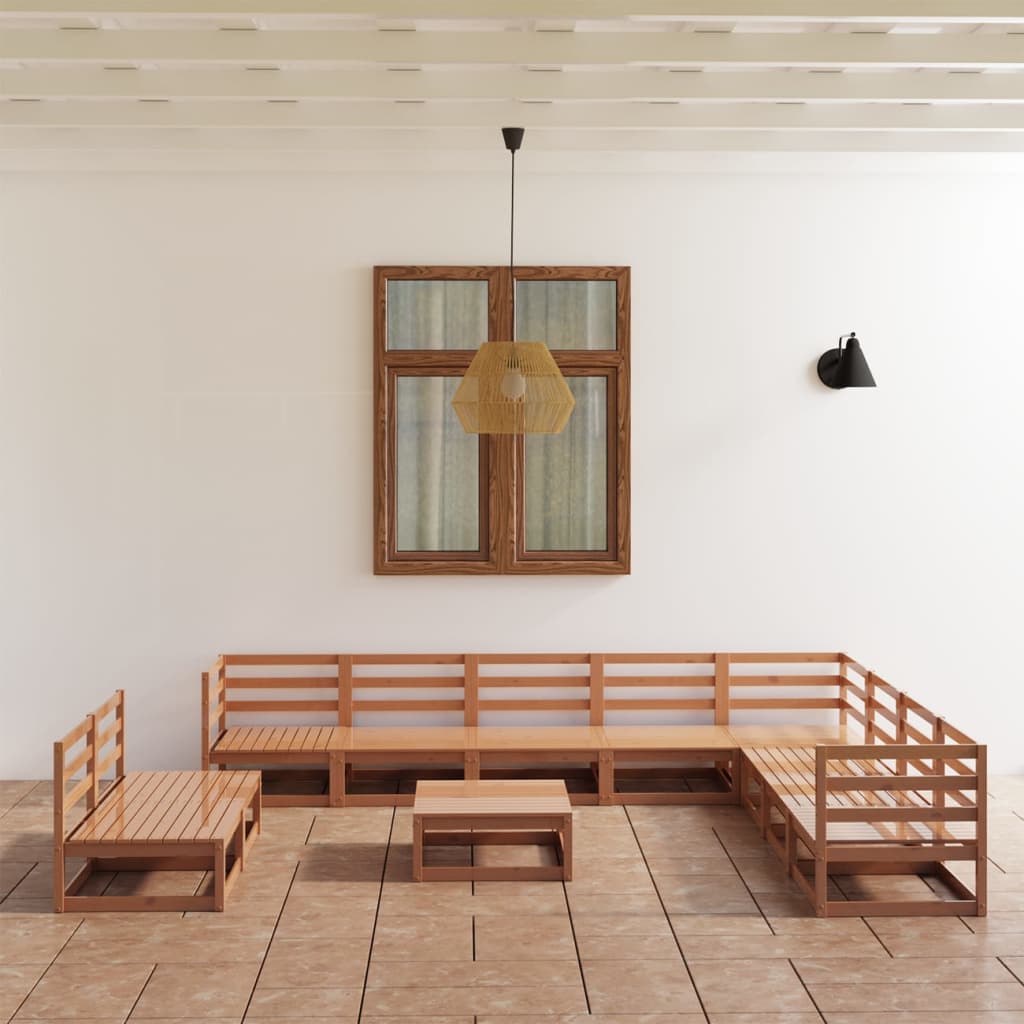 vidaXL Set mobilier de grădină, 11 piese, maro miere, lemn masiv pin vidaXL Set mobilier de grădină, 11 piese, maro miere, lemn masiv pin