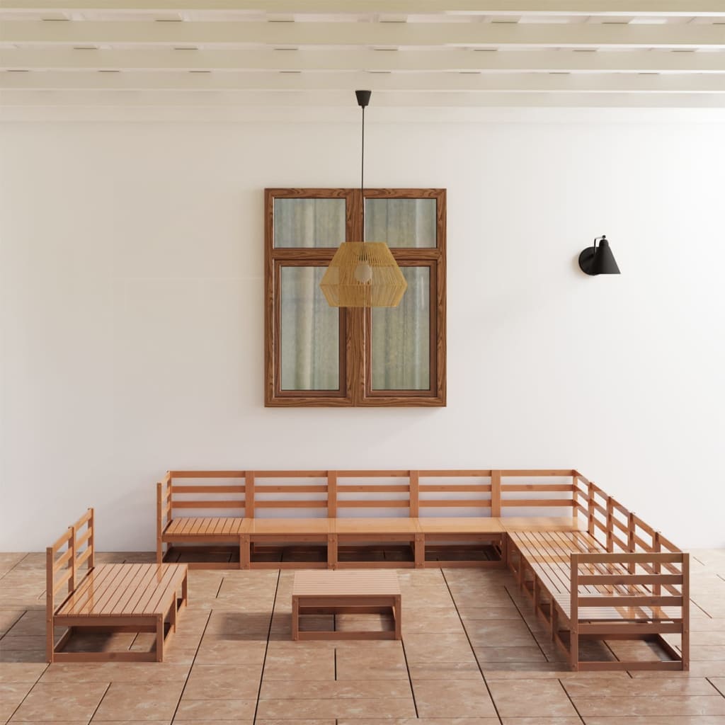 vidaXL Set mobilier de grădină, 12 piese, maro miere, lemn masiv pin vidaXL Set mobilier de grădină, 12 piese, maro miere, lemn masiv pin