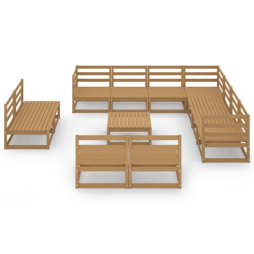 vidaXL Set mobilier de grădină, 12 piese, maro miere, lemn masiv pin vidaXL Set mobilier de grădină, 12 piese, maro miere, lemn masiv pin