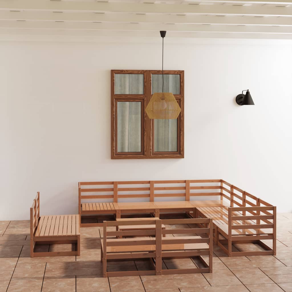 vidaXL Set mobilier de grădină, 12 piese, maro miere, lemn masiv pin vidaXL Set mobilier de grădină, 12 piese, maro miere, lemn masiv pin