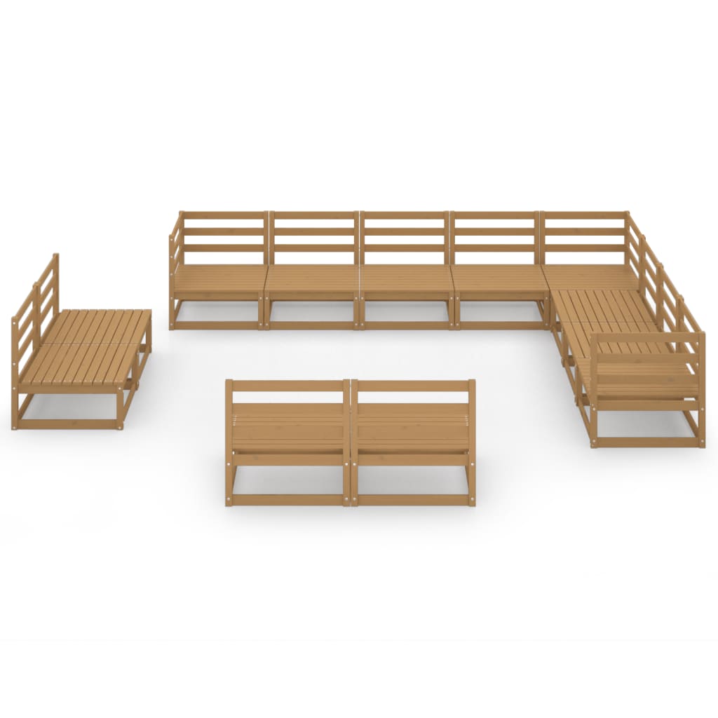 vidaXL Set mobilier de grădină, 12 piese, maro miere, lemn masiv pin vidaXL Set mobilier de grădină, 12 piese, maro miere, lemn masiv pin