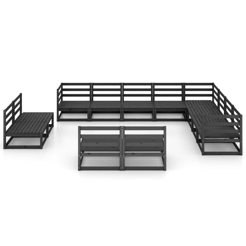 vidaXL Set mobilier de grădină, 12 piese, negru, lemn masiv pin vidaXL Set mobilier de grădină, 12 piese, negru, lemn masiv pin