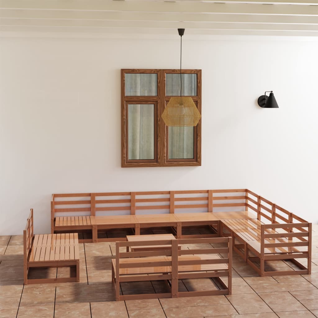 vidaXL Set mobilier de grădină, 13 piese, maro miere, lemn masiv pin vidaXL Set mobilier de grădină, 13 piese, maro miere, lemn masiv pin