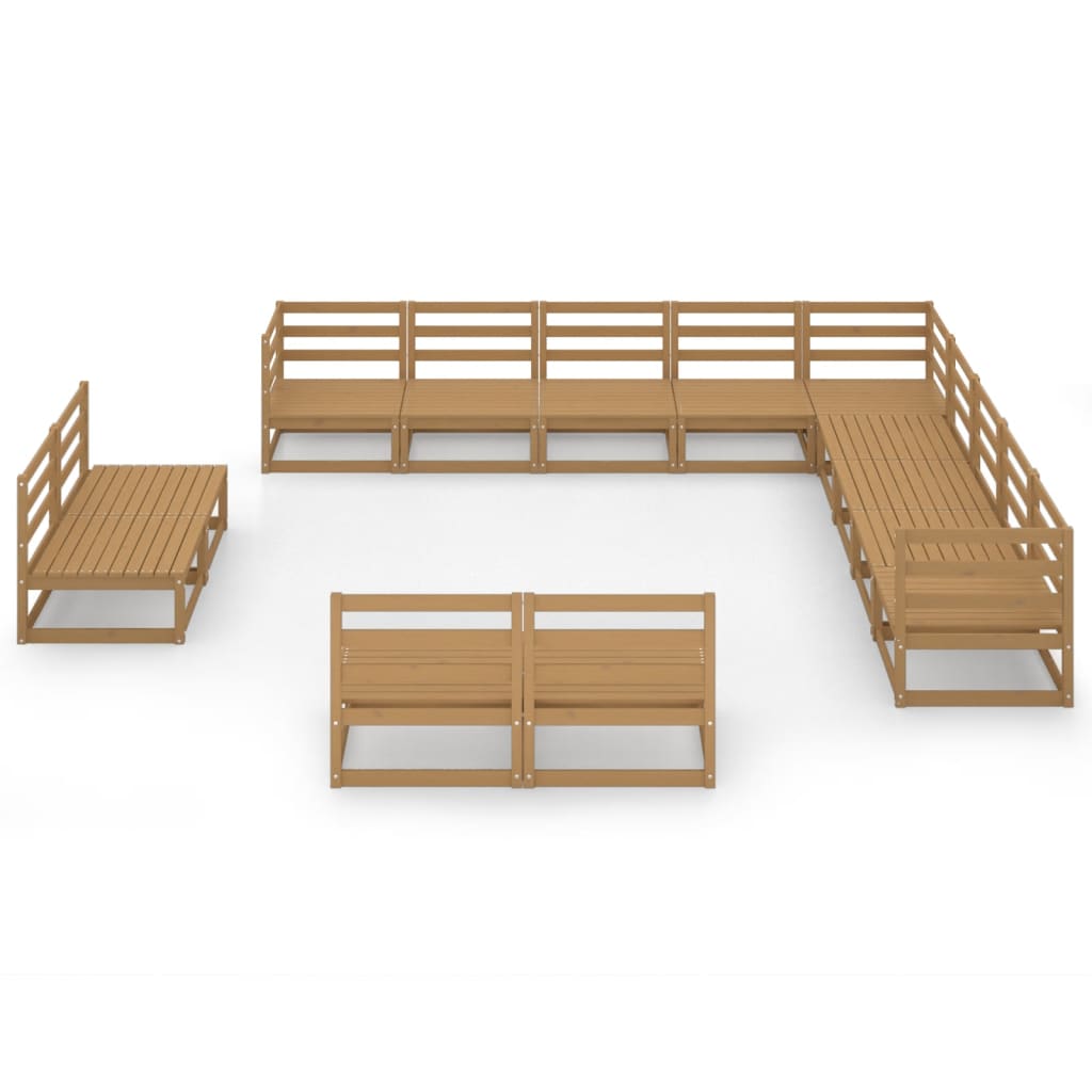 vidaXL Set mobilier de grădină, 13 piese, maro miere, lemn masiv pin vidaXL Set mobilier de grădină, 13 piese, maro miere, lemn masiv pin